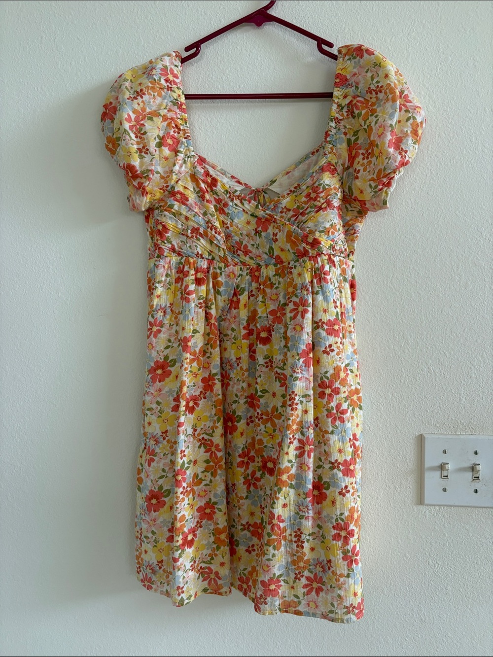 American Eagle Outfitters Floral Mini Dress in White, Yellow, Orange